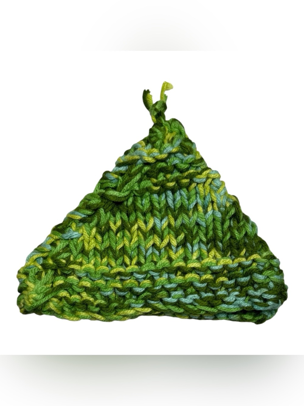 NWOT Hand Made Knit Hat Green 0-3 Mons